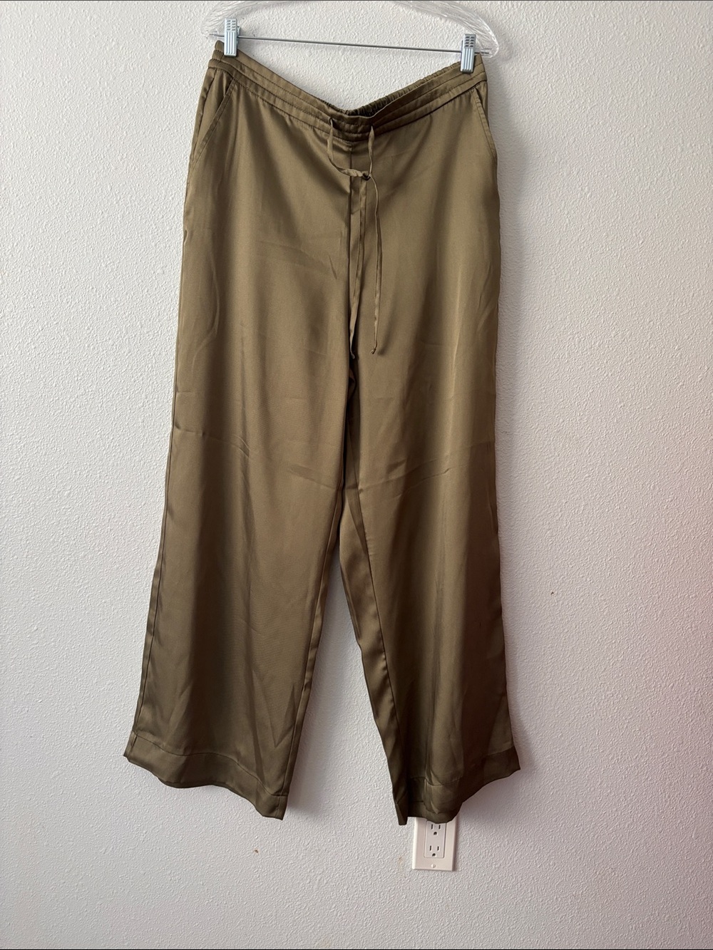 DKNY Olive Drawstring Wide-Leg Chinos